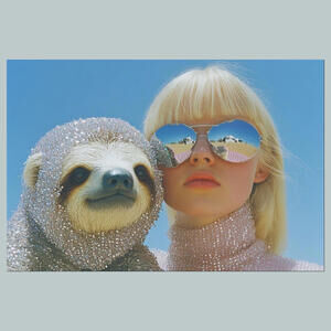 #0173-SM Girl and Sloth 4x6 Glossy Photo - Fast-Secure Shipping